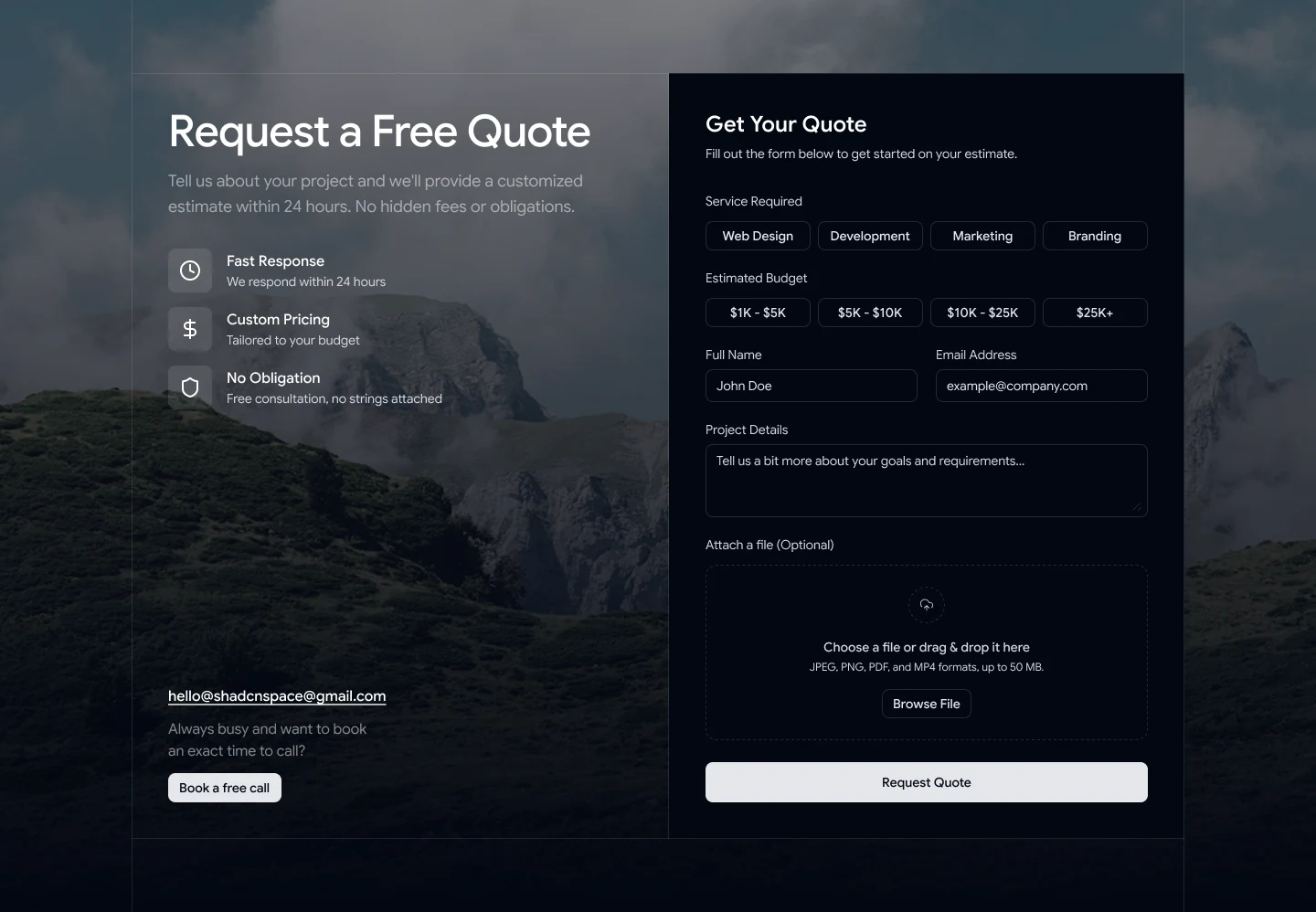 Contact 06 - Quote Request Form