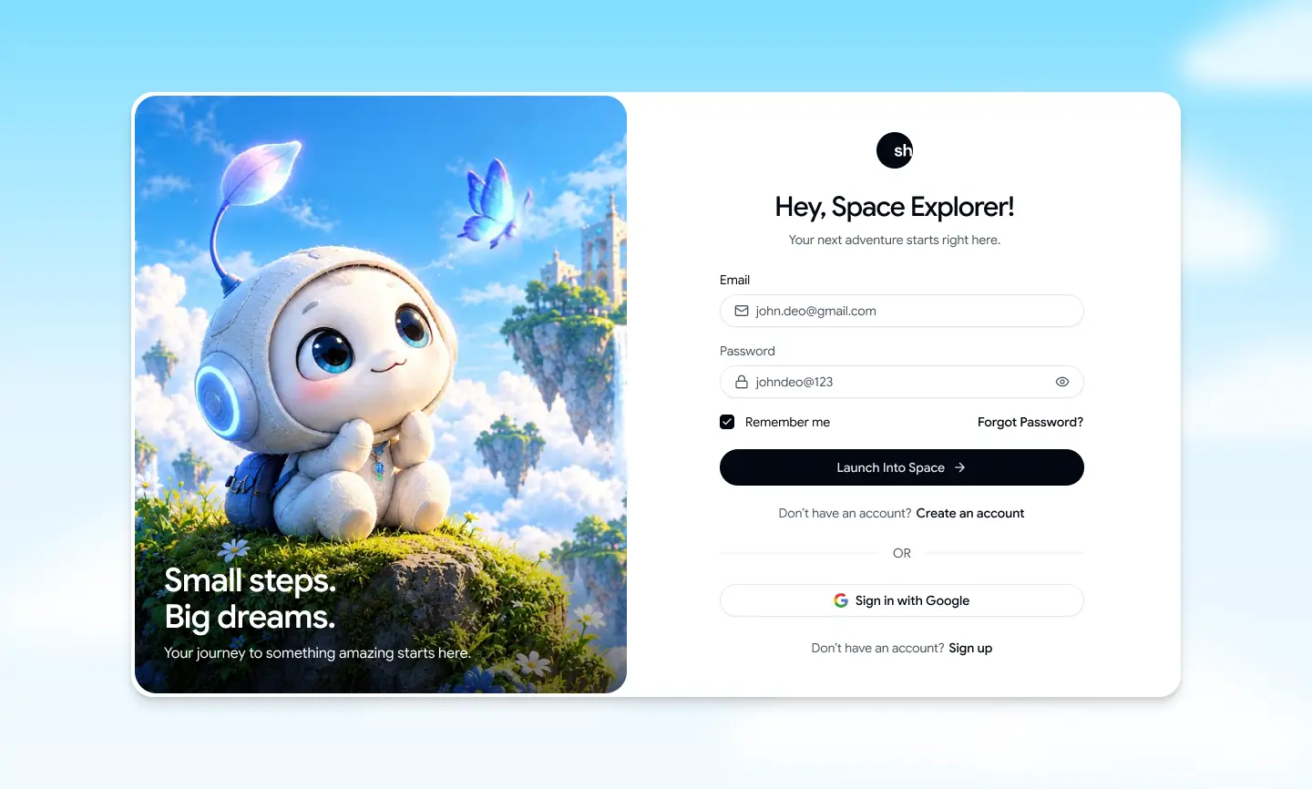 Login 10 - Video Split Login on Moving Clouds