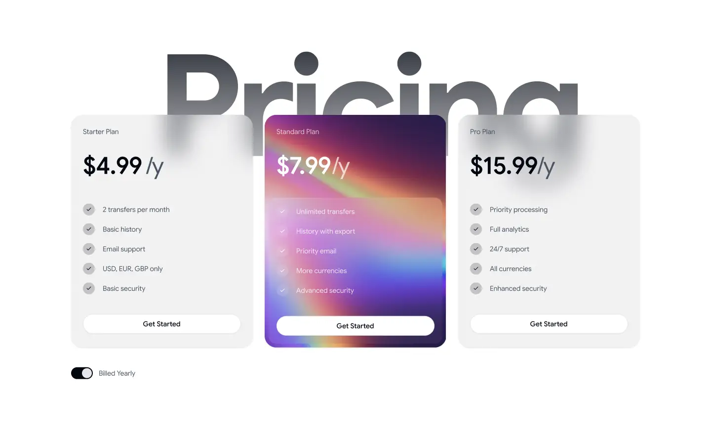 Pricing 18 - Glass Plan Cards