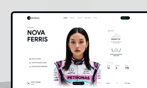 Racing Driver Landing Page