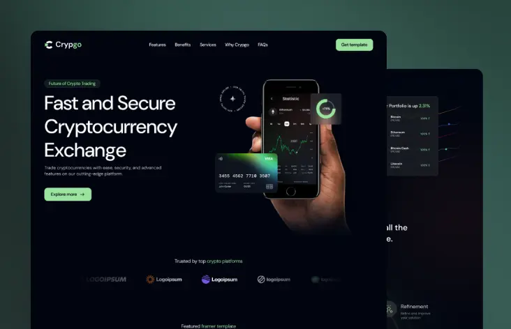 Crypgo - Shadcn UI Crypto Landing Page Template screenshot 3