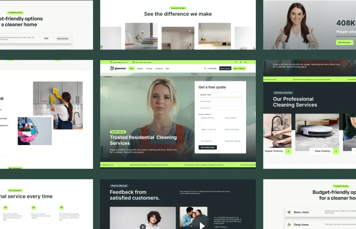 Gleamer - Shadcn Cleaning Services Website Template