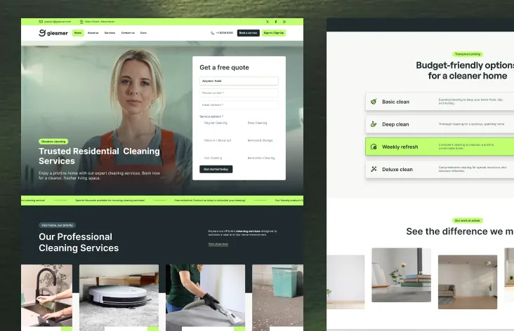 Gleamer - Shadcn Cleaning Services Website Template screenshot 2
