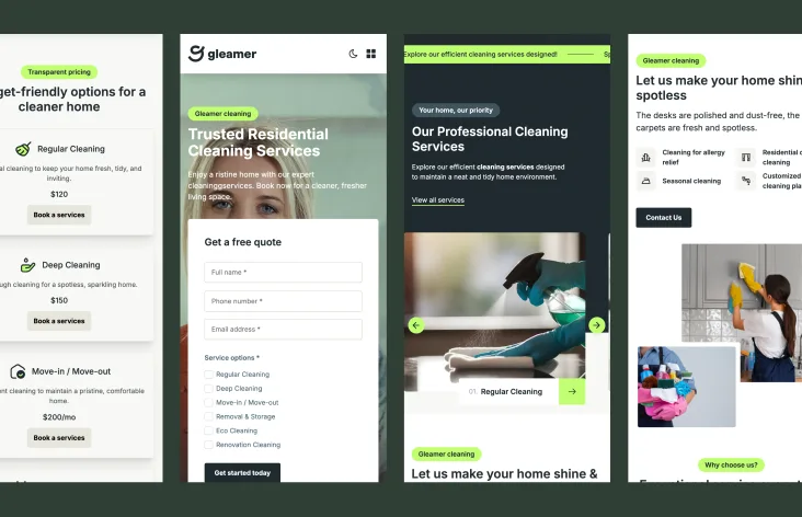 Gleamer - Shadcn Cleaning Services Website Template screenshot 3